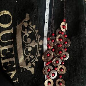 Elegant Red and Brown Beaded Necklace